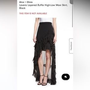 Alice Olivia Lavera Layered Ruffle High-Low Maxi Skirt, Black
